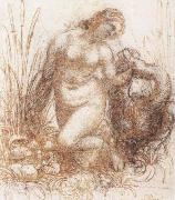Leonardo  Da Vinci Study for a kneeling Leda oil painting on canvas